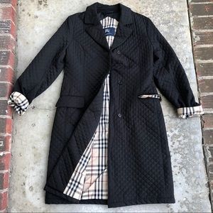 Burberry London long diamond quilted coat black L